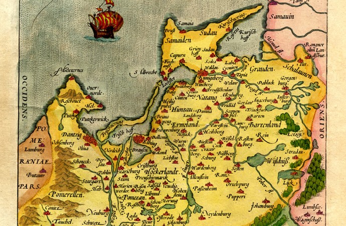 "Prussiae Descriptio“, hand coloured map, Antwerpen 1570